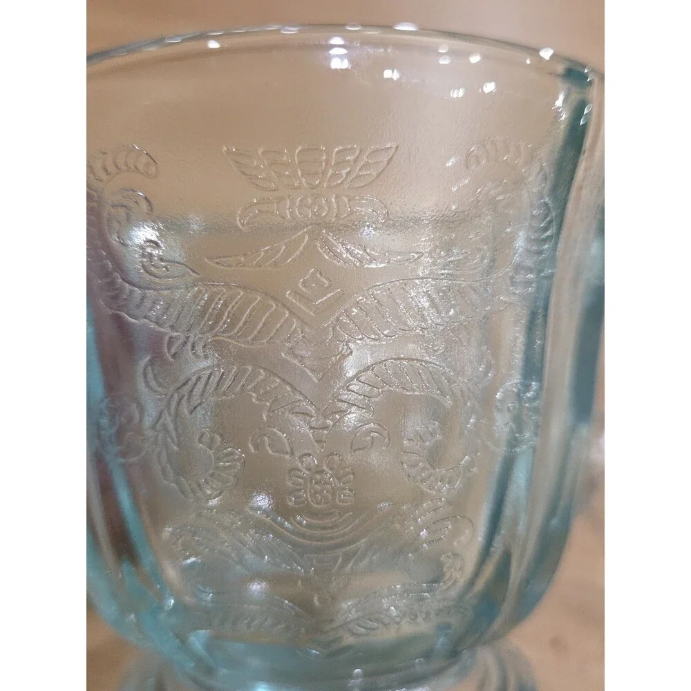 Vintage Indiana Glass Recollection Teal Madrid Creamer and Sugar Set